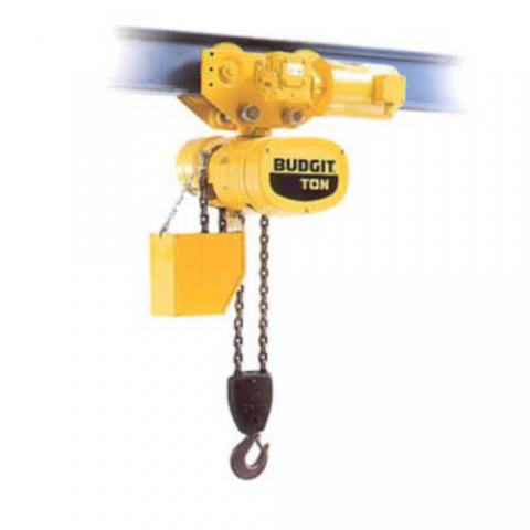 Budgit 1-Ton Electric Hoist, 10' Lift, Motor Trolley, BEHC0108-1